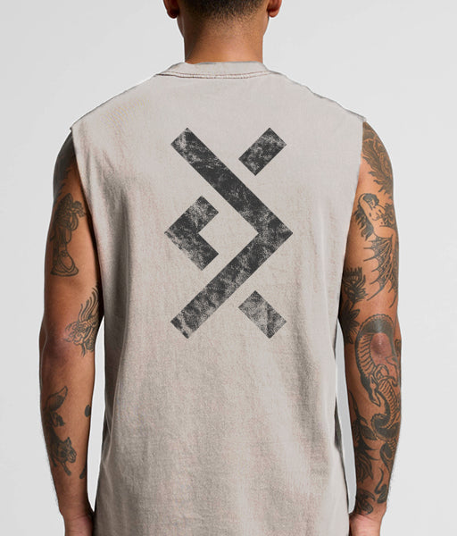 Arrow Faded Oversize Vest - Bone/Khaki