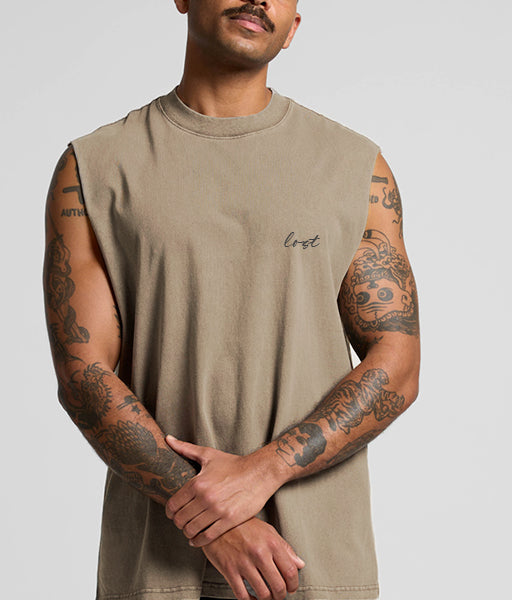 Arrow Faded Oversize Vest - Bone/Khaki