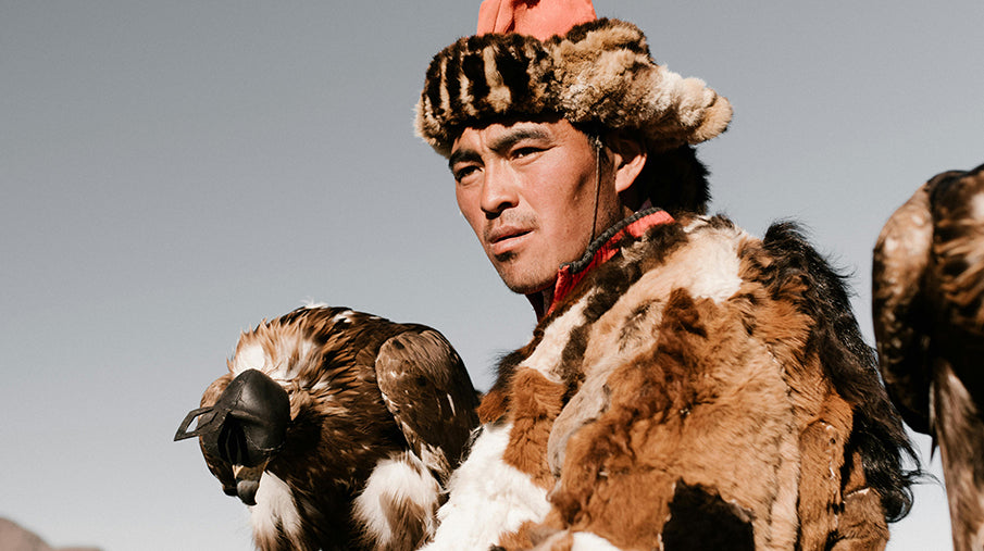 Native Man in Fur Coat in Mongolia