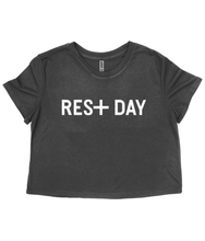 Load image into Gallery viewer, RES+ DAY Ladies Flowy Cropped Tee &#39;21 in MAUVE/DARK GREY HEATHER
